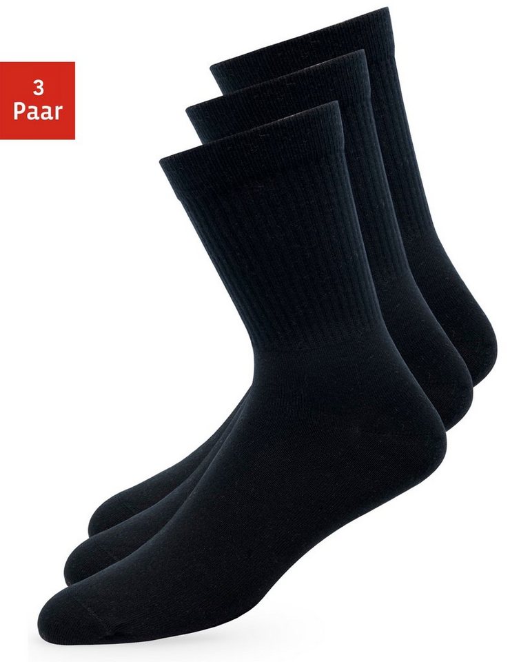 ROOXS Tennissocken Hohe Sportsocken für Damen & Herren (3-Paar) Basic Crew Socks, Made in EU von ROOXS