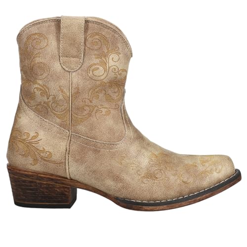 ROPER Damen Short Stuff Embroidery Snip Toe Cowboy Booties Westernstiefel, Beige, 40.5 EU von ROPER