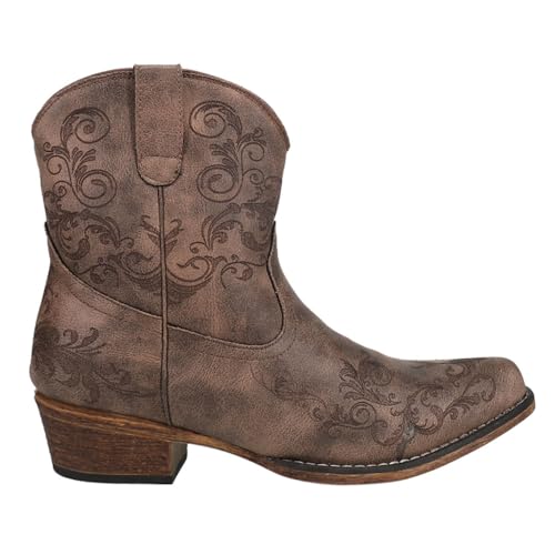 ROPER Damen Kurze Cowboystiefel mit Stickerei, Snip Toe Mode-Stiefel, braun, 42 EU von ROPER