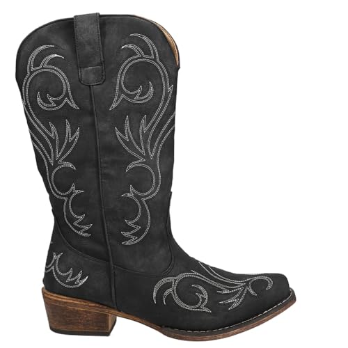 ROPER Damen Riley Round Toe Cowboy Boots Westernstiefel, Schwarz, 37.5 EU von ROPER