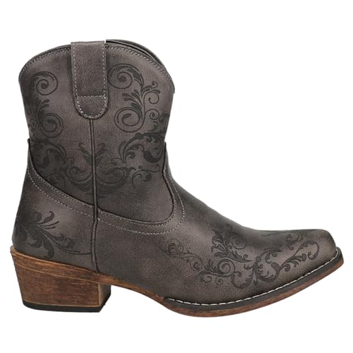 ROPER Damen Kurze Stiefeletten mit Stickerei, Runde Zehenpartie Westernstiefel, GRAU, 38 EU von ROPER