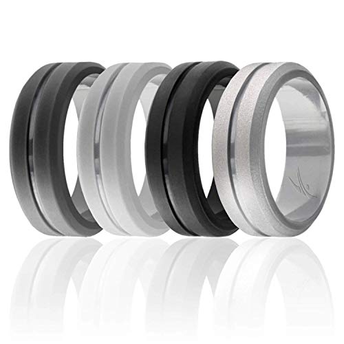 ROQ , Herren Gummi Irregulär Kein Edelstein Ehering-Set, Multi-color, - I0108871 von ROQ