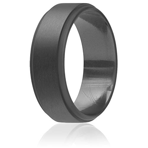 ROQ Silikon-Ehering für Herren, Silikon-Gummi-Eheringe – elegantes Design, 10.5-11 (20.6mm), Metall, Ohne Edelstein, von ROQ