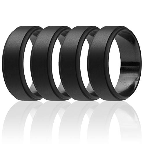 ROQ Silikon-Ehering für Herren, Silikon-Gummi-Eheringe – elegantes Design, 8.5-9 (18.9mm), Metall, Ohne Edelstein, von ROQ