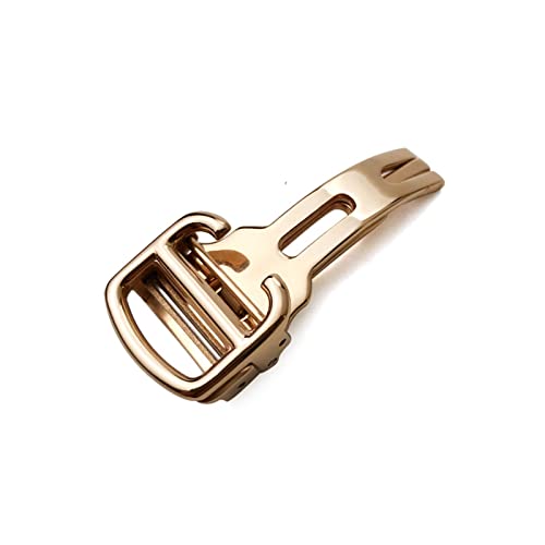 RORFFK 12 mm, 14 mm, 16 mm, 18 mm, 20 mm Faltschließe aus 316L-Feinstahl mit gebürstetem Schmetterlingsmuster für Blue Balloon(Rose Gold,20mm) von RORFFK