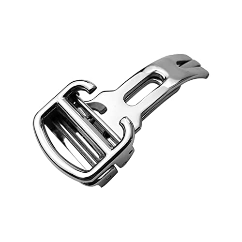 RORFFK 12 mm, 14 mm, 16 mm, 18 mm, 20 mm Faltschließe aus 316L-Feinstahl mit gebürstetem Schmetterlingsmuster für Blue Balloon(Silver,16mm) von RORFFK