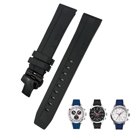 RORFFK 19 mm 20 mm Armband für Tissot T114417 T114, weiches Gummi-Silikon-Uhrenarmband, Schmetterlingsverschluss, wasserdichte Sportarmbänder(Black rose buckle2,19mm) von RORFFK