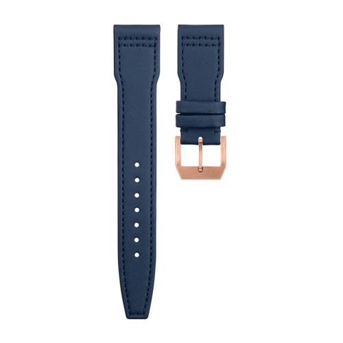 RORFFK Nylon-Canvas-Leder-Uhrenarmbänder für IWC SPITFIRE MARK 18 Portugieser Portofino Pilot IW3777 Armband 20 mm bis 22 mm(BLUE rose buckle C,22MM) von RORFFK