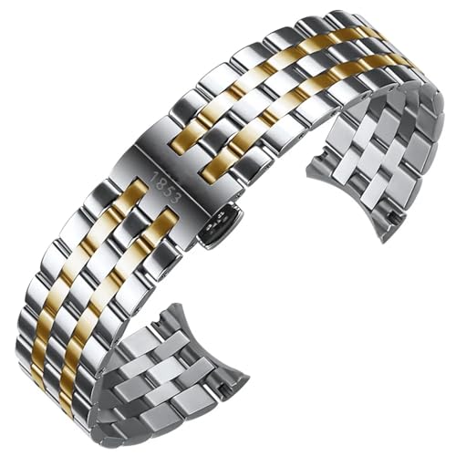 RORFFK Präzisionsstahl-Uhrenarmbandkette für Tissot T122 Carson Zhenme 1853 Herren T122410a T122407A T122207A Armband 20 mm(Intermediate gold) von RORFFK