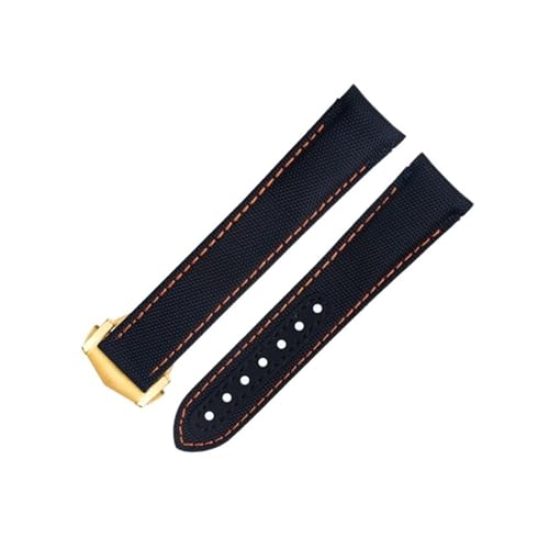 RORFFK Uhrenarmband aus hochdichtem Nylon-Rindsleder, 20 mm, gebogenes Ende, für Seamaster 300 Planet Ocean De Ville, Omega-Armband AT150, für Speedmaster-Serie, Schwarz / Orange, 20 mm, Achat von RORFFK