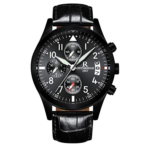 rorios Herren Uhren Lederband Quarzuhr Business Fashion Kalender Metallarmband Lap Timer Stoppuhr wasserdichte Männer Armbanduhr Uhr von rorios