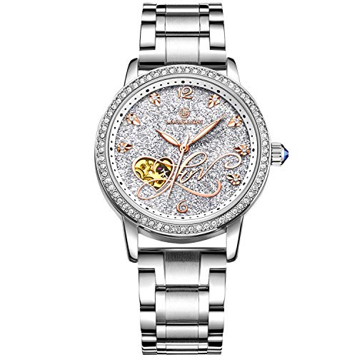 rorios Armbanduhren Damen Automatische Mechanische Uhren Leuchtend Sternenklarer Himmel Zifferblatt Edelstahl Band Damenuhren von rorios