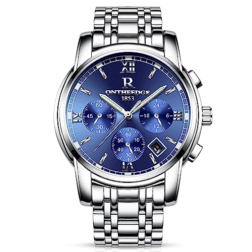 rorios Business Uhren Analog Quarzuhr Kalender Edelstahl Metallarmband Leuchtend Armbanduhr von rorios