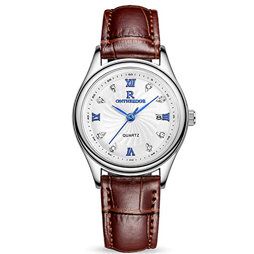 rorios Damen Armbanduhren Analog Quarzuhr Kalender Leder Armband von rorios