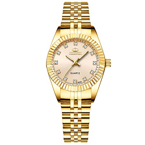 rorios Damen Armbanduhren Edelstahl Simulierter Diamant Leuchtend Dial Analog Quarz Uhr Edelstahlband Armbanduhren für Frauen Damenuhr von rorios