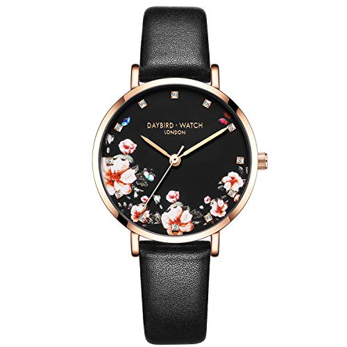 rorios Damen Uhr Armbanduhr Blume Dial Armbanduhren für Damen Lederband Armbanduhren Frauen von rorios