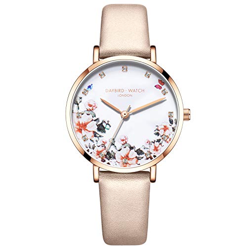 rorios Damen Uhr Armbanduhr Blume Dial Armbanduhren für Damen Lederband Armbanduhren Frauen von rorios