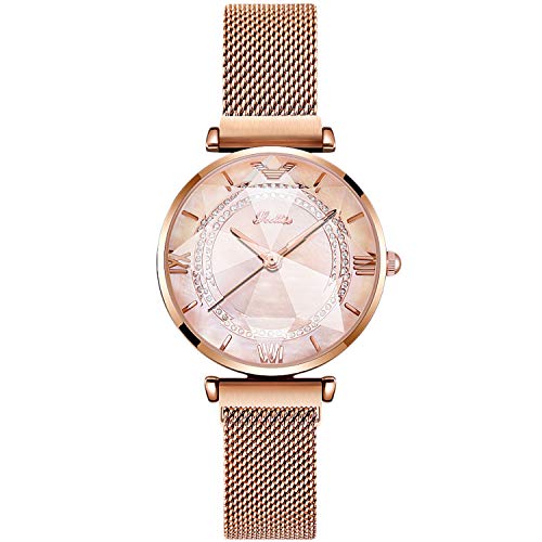 rorios Damen Uhr Armbanduhr Damen Diamant Dial Armbanduhren für Damen Mesh Armbanduhr Women Watch Armbanduhren Frauen von rorios