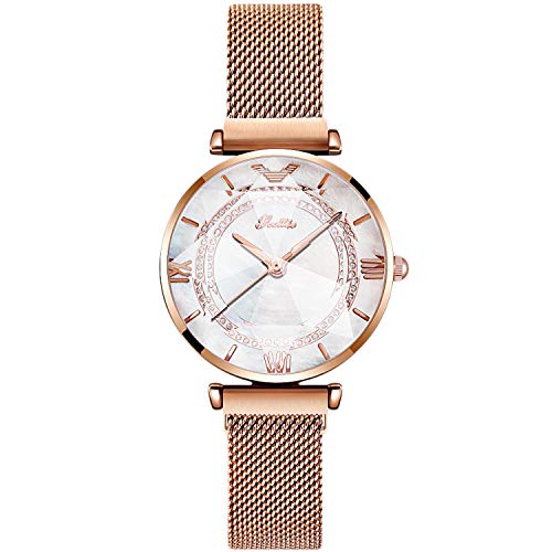rorios Damen Uhr Armbanduhr Damen Diamant Dial Armbanduhren für Damen Mesh Armbanduhr Women Watch Armbanduhren Frauen von rorios