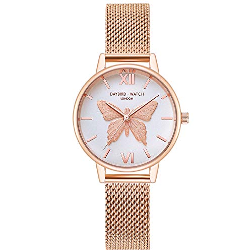 rorios Damen Uhr Armbanduhr Frauen Armbanduhren Wunderschönen Schmetterling Dial Armbanduhren für Damen Edelstahlband Mesh Armbanduhr Women Watch von rorios