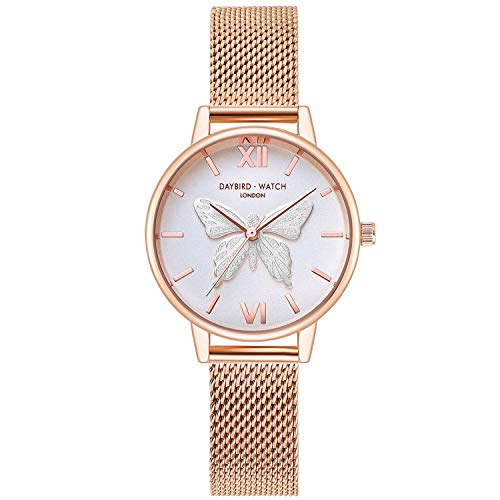 rorios Damen Uhr Armbanduhr Schmetterling Dial Armbanduhren für Damen Edelstahlband Mesh Armbanduhr Women Watch Frauen Armbanduhren von rorios