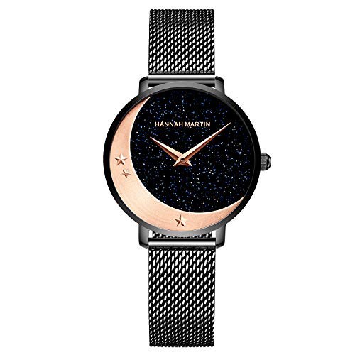 rorios Damen Uhren Analog Quarz Armbanduhren Himmel Zifferblatt Uhr mit Edelstahl Meshband Mode Mädchen Armbanduhr von rorios