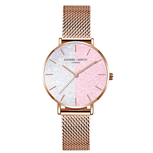 rorios Damen Uhren Analog Quarz Armbanduhren Kristall Sternenklarer Himmel Zifferblatt Mesh Band Mode Ladies Armbanduhr von rorios