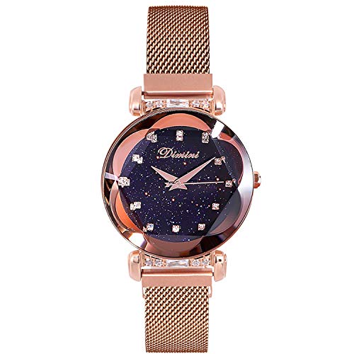 rorios Damen Uhren Analog Quarz Armbanduhren Leuchtenden Sternenklarer Himmel Edelstahl Mesh Damenuhr Armbanduhr von rorios