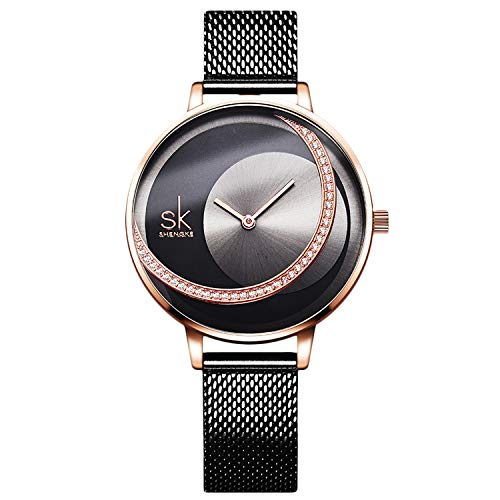 rorios Damen Uhren Analog Quarz Armbanduhren Minimalistisch Simulated Diamond Zifferblatt Mesh Band Mode Mädchen Armbanduhr rorios Damen Uhren Analog Quarz Armbanduhren Minimalistisch Simulated Diamond Zifferblatt Mesh Band Mode Mädchen Armbanduhr von rorios