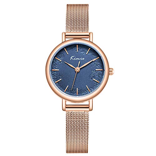 rorios Damen Uhren Analog Quarz Uhren Edelstahl Mesh Armband Blume Dial Mode Mädchen Armbanduhr Women Watch von rorios