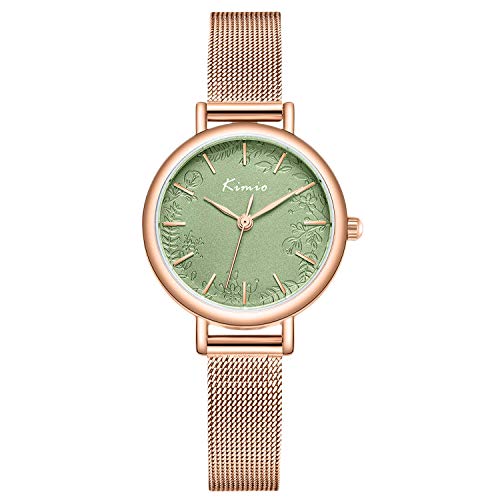 rorios Damen Uhren Analog Quarz Uhren Edelstahl Mesh Armband Blume Dial Mode Mädchen Armbanduhr Women Watch von rorios