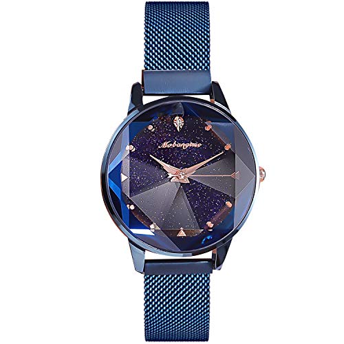 rorios Damen Uhren Leuchtenden Sternenklarer Himmel Damenuhr Armbanduhr Analog Quarz Ultradünne Edelstahl Mesh Mode Women Watches von rorios