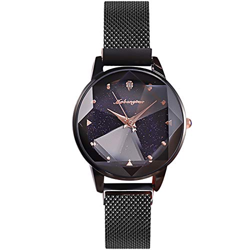 rorios Damen Uhren Leuchtenden Sternenklarer Himmel Damenuhr Armbanduhr Analog Quarz Ultradünne Edelstahl Mesh Mode Women Watches von rorios