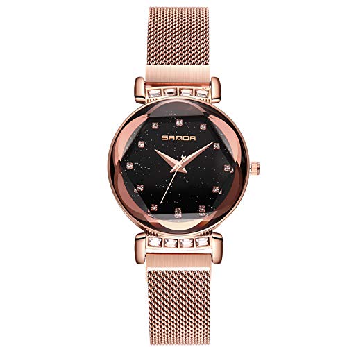 rorios Damen Uhren Armbanduhren Leuchtenden Sternenklarer Himmel Dial Damenuhr Armbanduhr Analog Quarz Ultradünne Edelstahl Mesh Band Ladies Watches von rorios