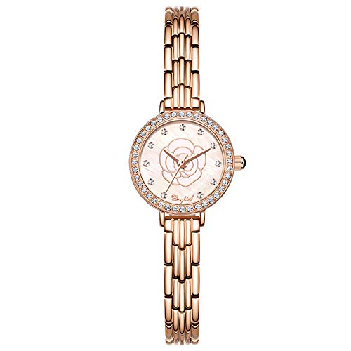 rorios Elegante Damen Uhr Quarz Analog Uhren Simulierte Diamant Armband Flower Zifferblatt Shell Uhr mit Edelstahlband Exquisite Mädchen Uhr rorios Elegante Damen Uhr Quarz Analog Uhren Simulierte Diamant Armband Flower Zifferblatt Shell Uhr mit Edelstahlband Exquisite Mädchen Uhr von rorios