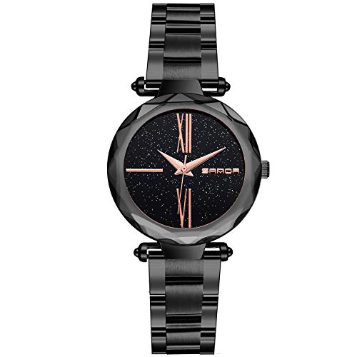 rorios Fashion Analog Quarzuhr Damen/Women Armbanduhren Armband Edelstahl Sternenklarer Schön Himmel Dial wasserdichte Armbanduhr von rorios