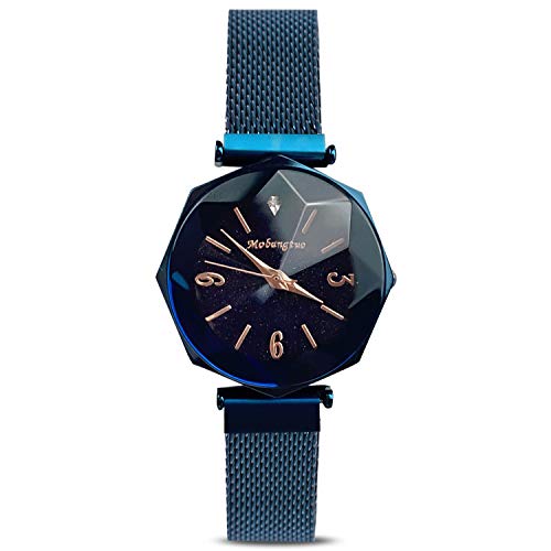 rorios Fashion Damen Analog Quarzuhr Armbanduhren Mesh Sternenklarer Himmel Armbanduhr von rorios