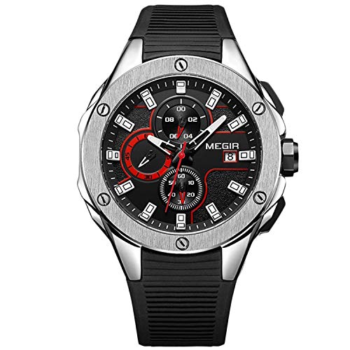 rorios Freizeit Herren Silikonband Armbanduhren Edelstahl Kalender Leuchtend Stoppuhr Multifunktionen Wasserdicht Herrenuhr von rorios