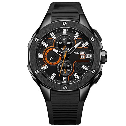 rorios Freizeit Herren Silikonband Armbanduhren Edelstahl Kalender Leuchtend Stoppuhr Multifunktionen Wasserdicht Herrenuhr von rorios