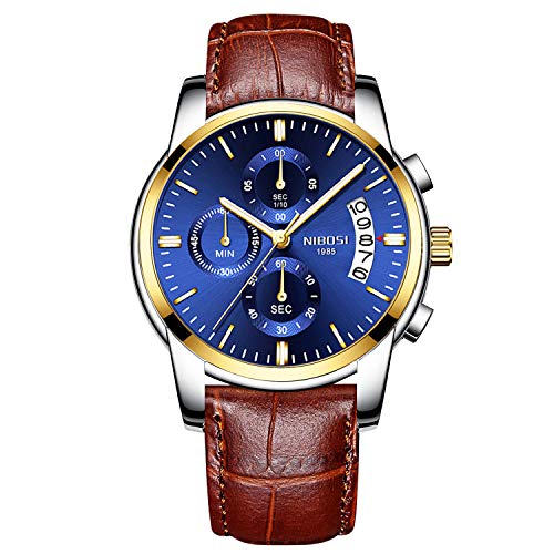 rorios Herren Analog Quarz Armbanduhren Leuchtend Chronograph Uhr Geschäft Uhren Lederband mit Datum Kalender Mode Armbanduhr Männer von rorios