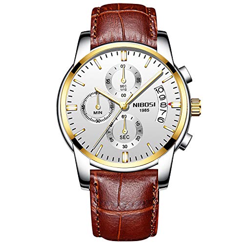 rorios Herren Analog Quarz Armbanduhren Leuchtend Chronograph Uhr Geschäft Uhren Lederband mit Datum Kalender Mode Armbanduhr Männer von rorios