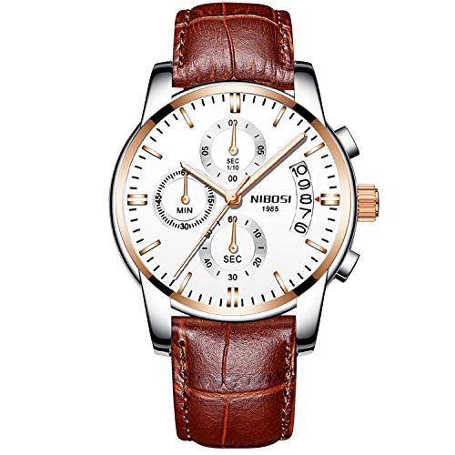 rorios Herren Analog Quarz Armbanduhren Leuchtend Chronograph Uhr Geschäft Uhren Lederband mit Datum Kalender Mode Armbanduhr Männer von rorios