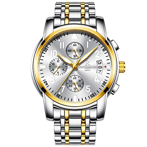 rorios Herren Edelstahl Uhren Analog Quarzuhr Luxus Chronograph Kalender Metallarmband Leuchtend Business wasserdichte Multifunktion Armbanduhr rorios Herren Edelstahl Uhren Analog Quarzuhr Luxus Chronograph Kalender Metallarmband Leuchtend Business wasserdichte Multifunktion Armbanduhr von rorios