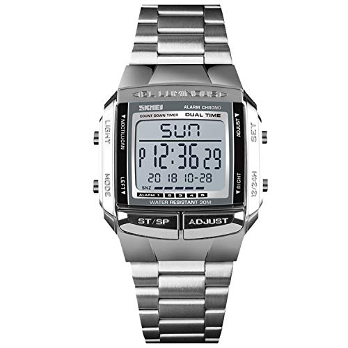 rorios Herren Armbanduhr Militär Uhren LED Sportuhr Männeruhren Edelstahl Band Digital Uhren für Herren von rorios