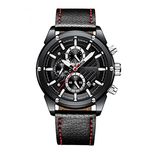 rorios Herren Armbanduhren Leder Armband Kalender Leuchtend Stoppuhr Multifunktionen Wasserdicht Herrenuhr von rorios