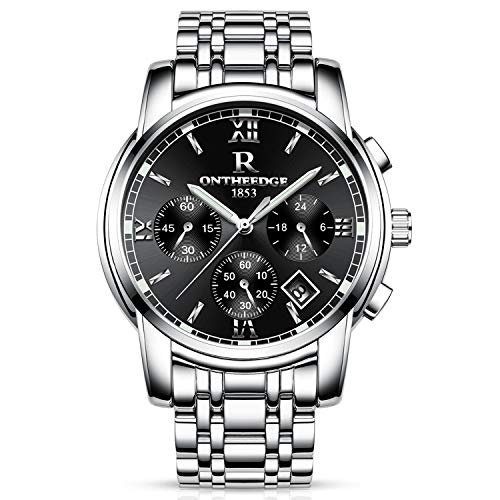 rorios Business Uhren Analog Quarzuhr Kalender Edelstahl Metallarmband Leuchtend Armbanduhr von rorios