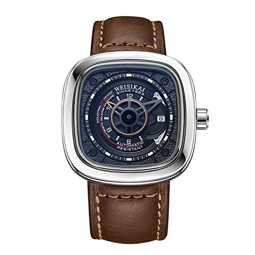 rorios Herren Sport Uhren Automatische Mechanische Uhr Leuchtend Zifferblatt mit Datum Kalender Leder Armband Mode Männer Armbanduhren von rorios