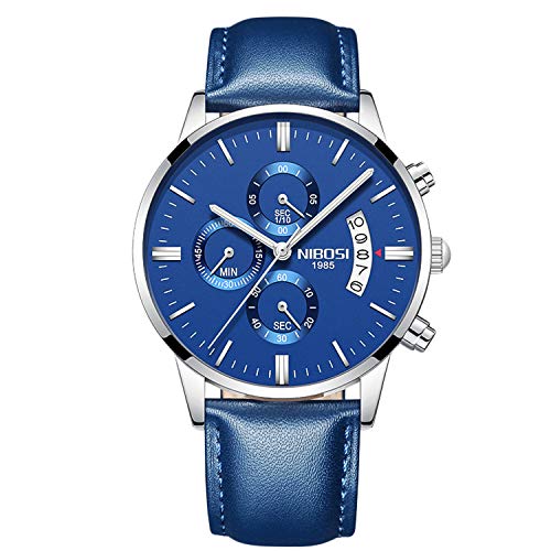 rorios Herren Uhren Analog Quarz Armbanduhren Chronograph Uhr Leuchtend Geschäft Uhren Lederband mit Datum Kalender Mode Armbanduhr Männer von rorios