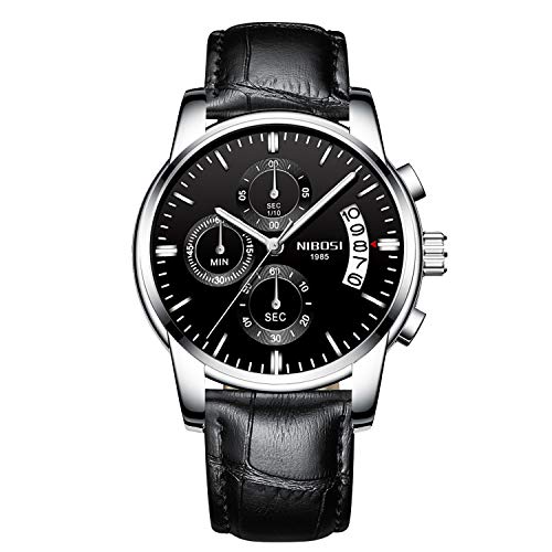 rorios Herren Uhren Analog Quarz Armbanduhren Chronograph Uhr Leuchtend Geschäft Uhren Lederband mit Datum Kalender Mode Armbanduhr Männer von rorios