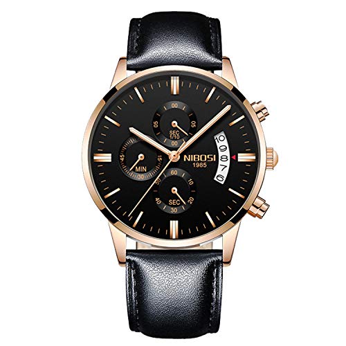 rorios Herren Uhren Analog Quarz Armbanduhren Chronograph Uhr Leuchtend Geschäft Uhren Lederband mit Datum Kalender Mode Armbanduhr Männer von rorios